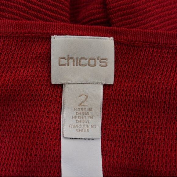 Chico's Women's L Chico's 2 Red Half Sleeve Red Button-Detail Sweater - Picture 7 of 9